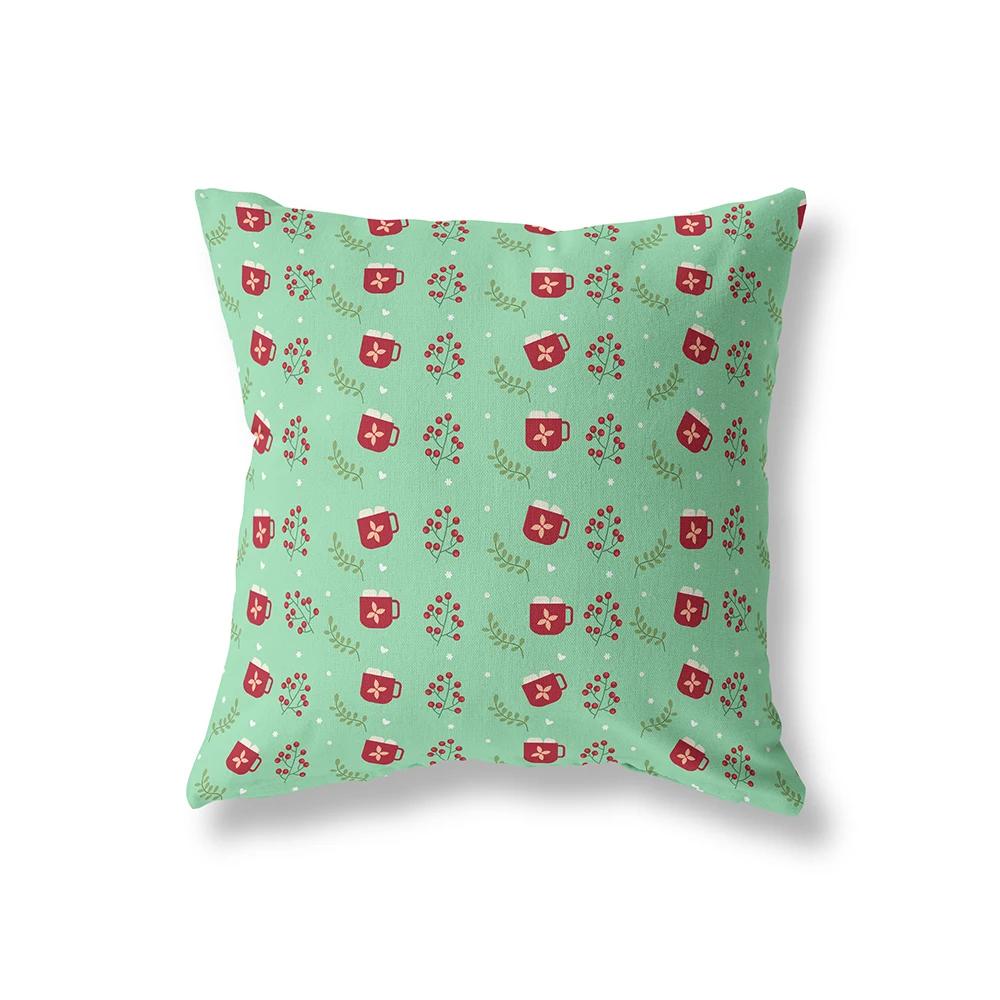 Navidad Funda de Almohada de Poliéster Estampada Simple Decoración del Hogar Funda de Cojín Dormitorio Sala de Estar Sofá Coche