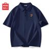 MINISO Men's Waffle Knit Short Sleeve Polo T-Shirt with Cartoon Print