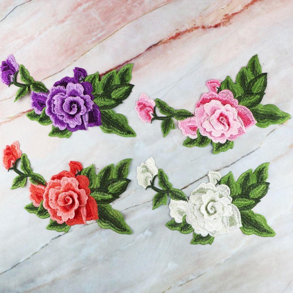 Polyester Fiber Embroidery Peony Patch 22*14CM Clothing Accessories Embroidery Floral Applique DIY Handmade