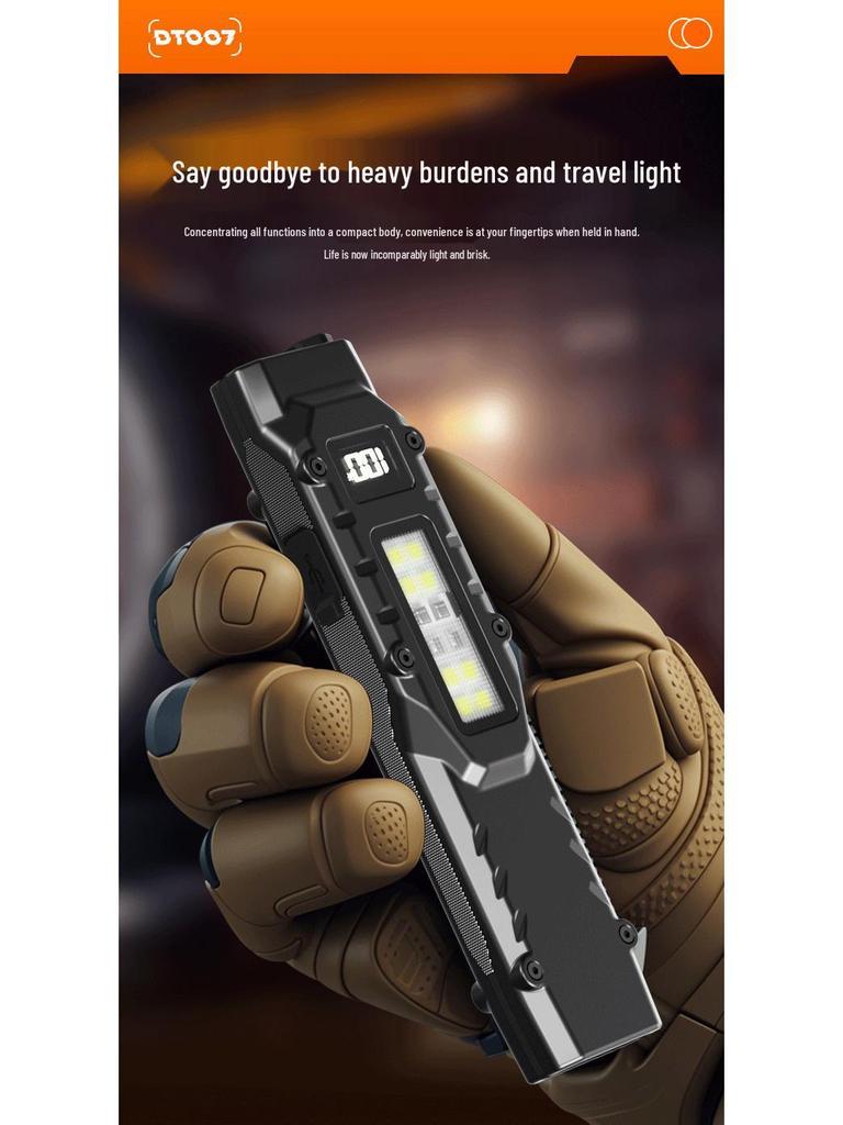 Ultra-Thin Portable LED Flashlight with Pen Clip and Digital Display for Outdoor EDC Tactical Use