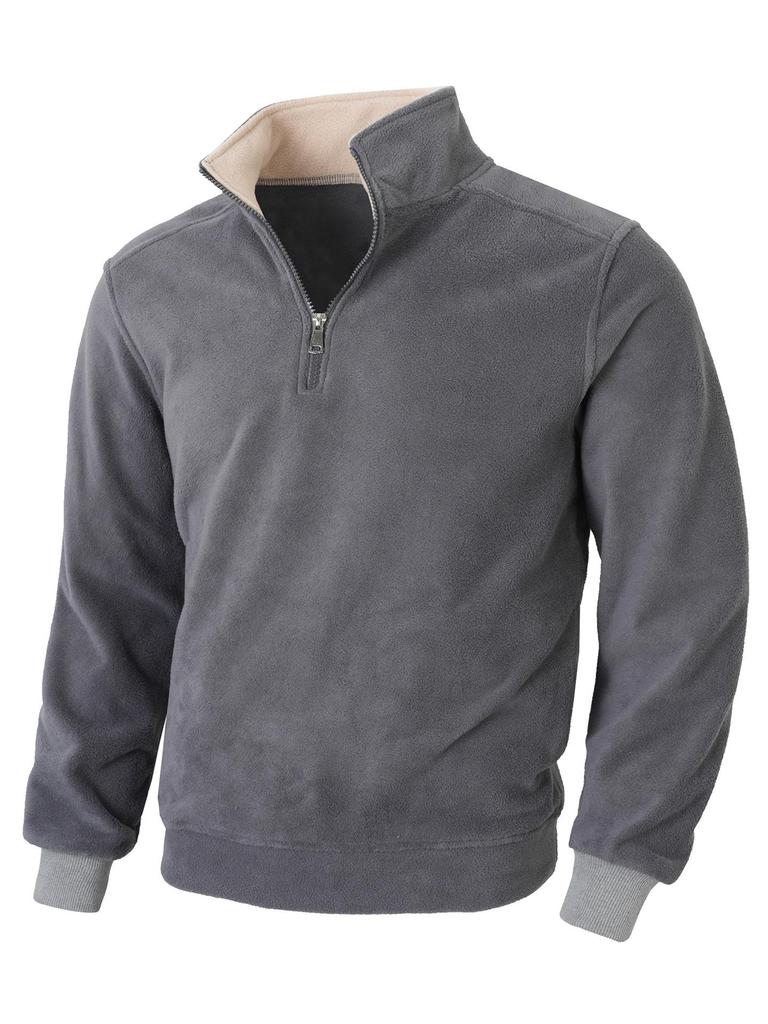 European & American Slim Fit Stand Collar Zipper Pullover for Men's Autumn & Winter Casual Wear