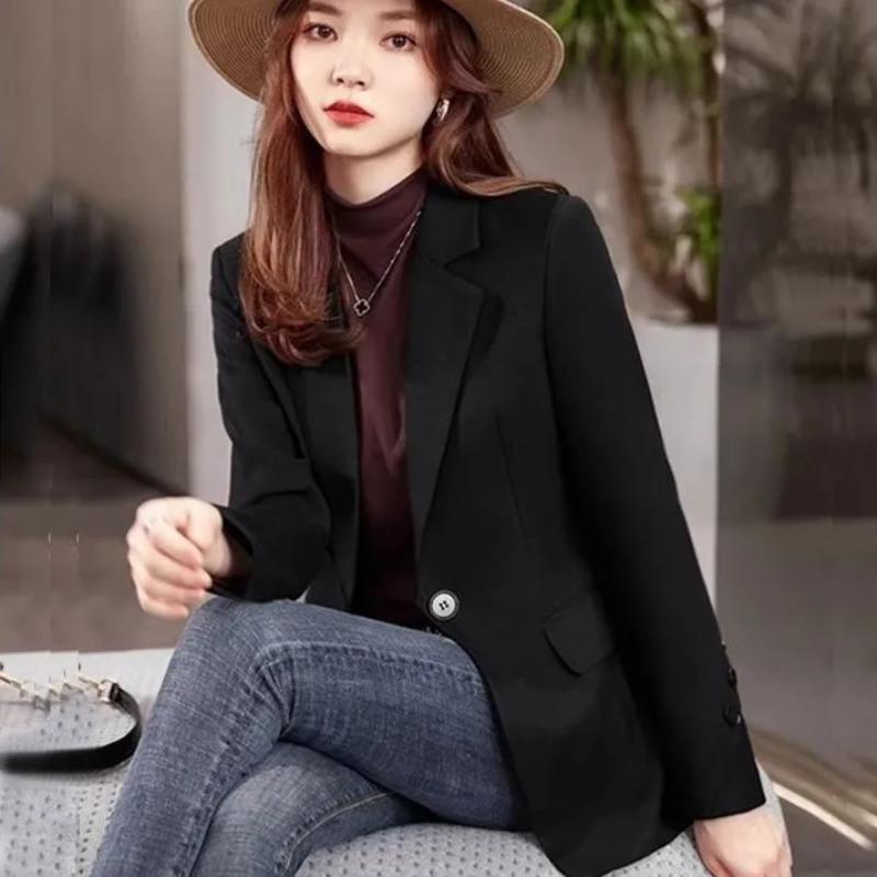 Women's Clothing Suit Jacket Casual Slim Fit Solid Color Long-sleeved Cardigan Fashionable Jacket Top