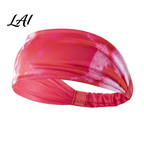Tie-dye Hairband Athletic Headband Tie-Dye Gradient Sports Anti-Slip Elastic Breathable Sweat-Wicking Headband Fabric Hair Band for Running красный