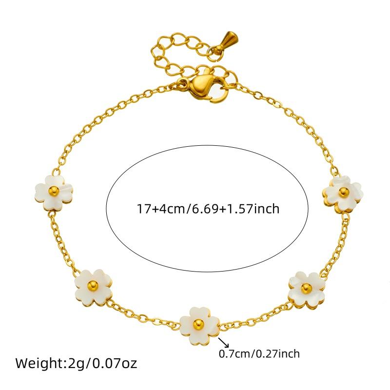 DIEYURO 316L Stainless Steell White Flower Bracelet For Womens New Concise Trend Non-fading Flowers Hand Chain Jewelry Gift