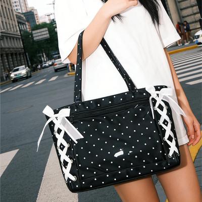Sweet Polka Dot Shoulder Bag Cute Polka Dot Large Capacity Girly Ita Bag Japanese Sweet Women Ribb Ita Bag Aesthetic Handbag
