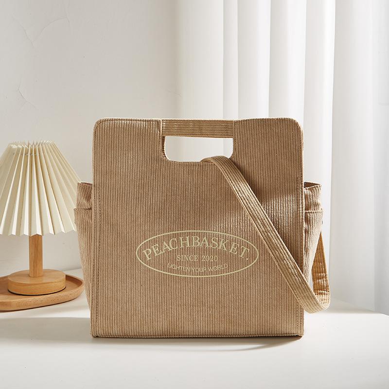 

New large-capacity simple women s bag simple retro corduroy handbag high-end single shoulder messenger bag tide