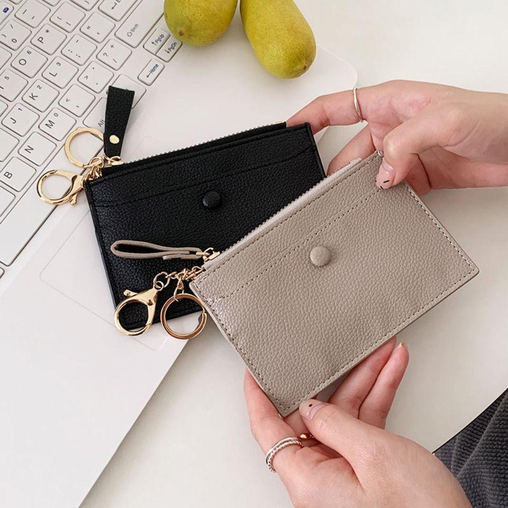 

Pendant Card Holder PU Leather Keychain Casual Card Bag Men чорний