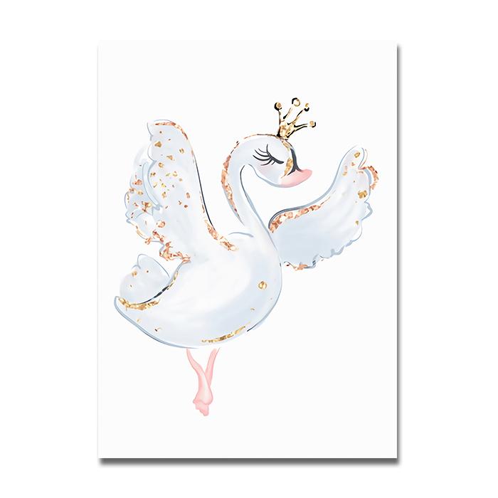 Ballet Princess Nursery Wall Art Canvas Painting Nordic Poster Unicorn Swan Print Wall Pictures for Baby Kids Bedroom Decoration