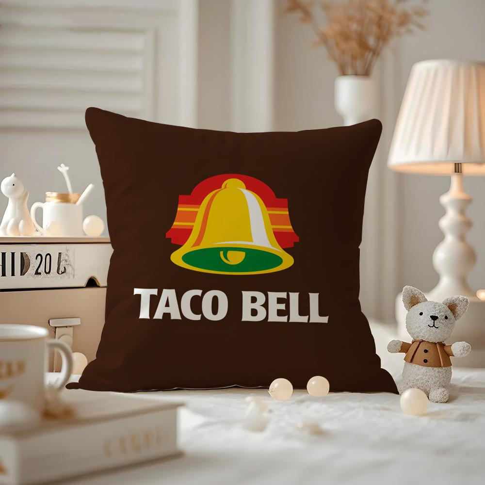 Taco Bell Cushion Cover Anti-dustmite Pillowcase Invisible Zipper Silky Short Plush Sofa Cushion Cover