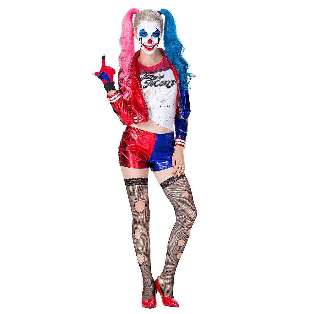 Halloween Suicide Squad Costume Harley Quinn Clown Areen Quinze Cosplay Costume
