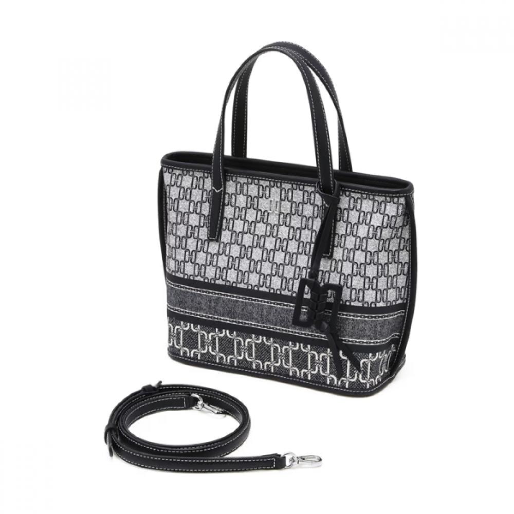 Daks Navy Dd Logo Leather Tote Bag Dcba6e801n2