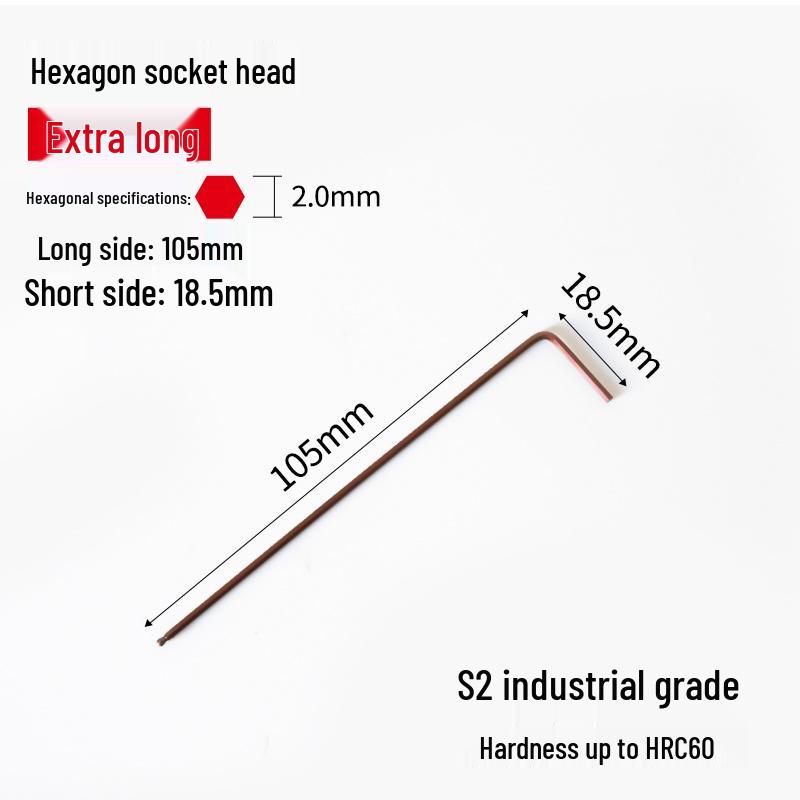 S2 Extended Ball Head Hex Key Wrench, High Strength Hardened 5mm/4mm Hexagonal Tool