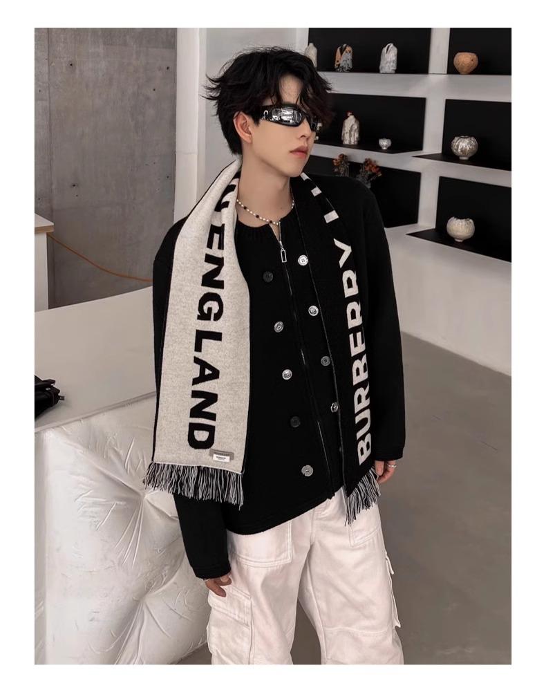 Męski kardigan dzianinowy z wysokiej półki, zapinany na zamek, z okrągłym dekoltem - Jesienno-zimowy styl leniwy