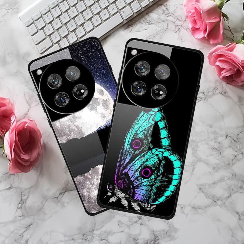 OnePlus 12 Case Tempered Glass Customized Colorful Golden Fruit Design