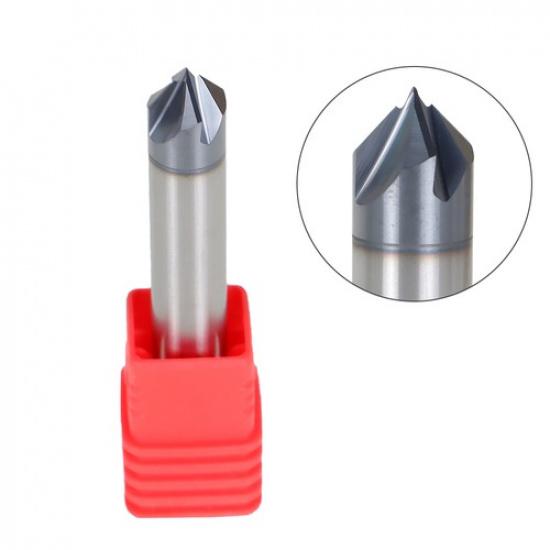 3/8" 4 Flute 90 Degree Carbide Chamfer Mill - Double End - Tialn Coated
