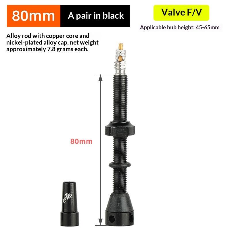 Bicycle F/V Tubeless Valve 44 60 80Mm For Bike Aluminum Alloy Pole Brass Core Integrated Rectangle Base Valve Cycling Parts