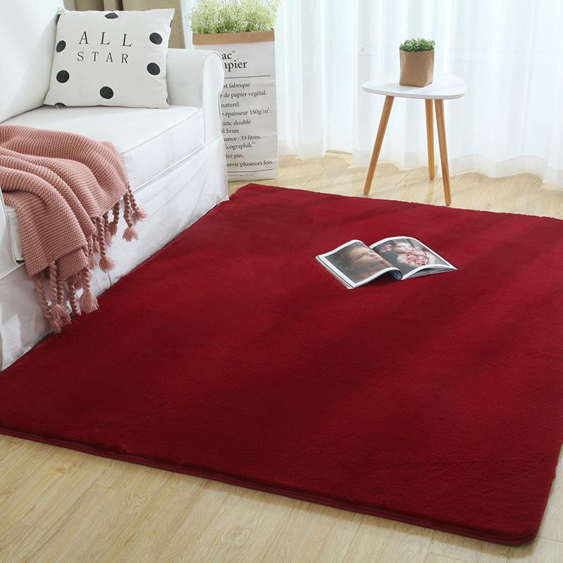 Modern Faux Rabbit Fur Rug: Washable, Thick, Full Coverage Mat for Living Room or Bedroom