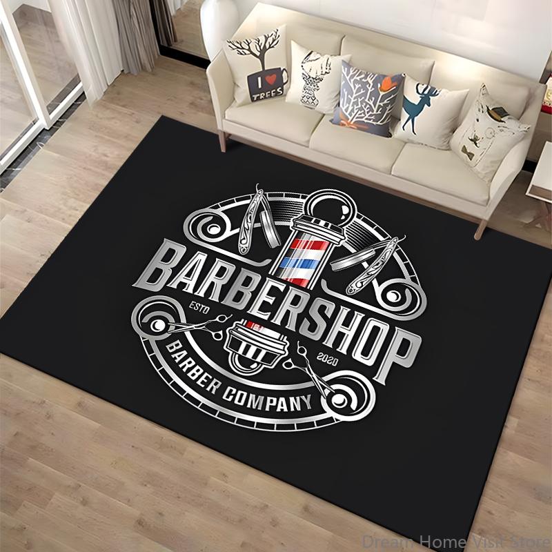 15 Size Barber Shop Retro Signage Area Rug Large Carpet Rug for Living Room Bedroom Kitchen Bathroom Bedside Play Anti-slip Mat