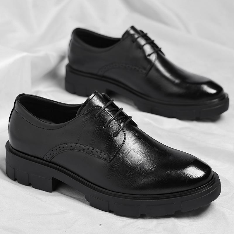 Men's inner heightening leather shoes platform business dress heightening shoes wedding groom casual leather shoes men