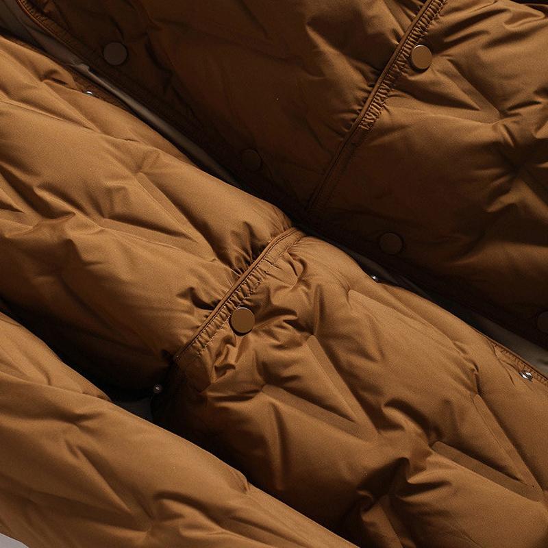 Autumn Winter Women Down Long Jacket Single Breasted Double Sided Puffer Coat