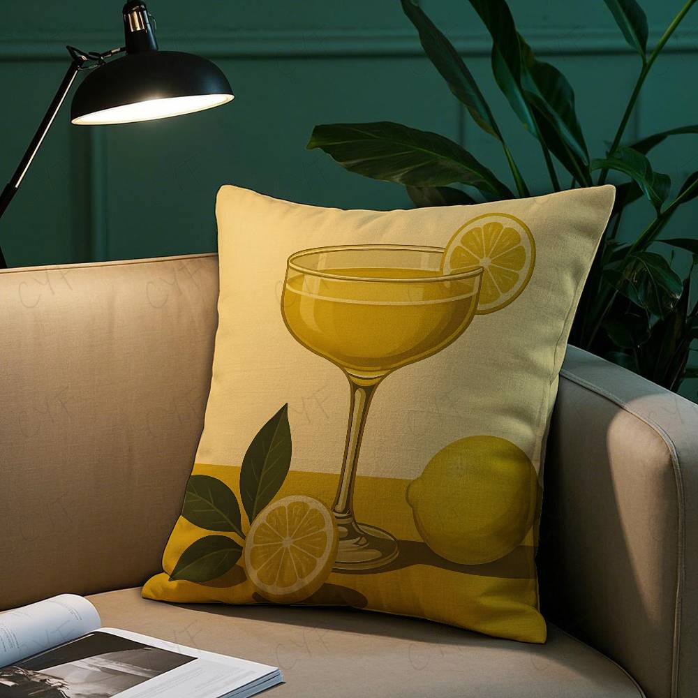 Anime Limoncello Cocktail Pillow Case Custom Printed Brushed Fleece Pillow, Baby Skin-Touch, Eco-Friendly Dye-Sublimation Cushio