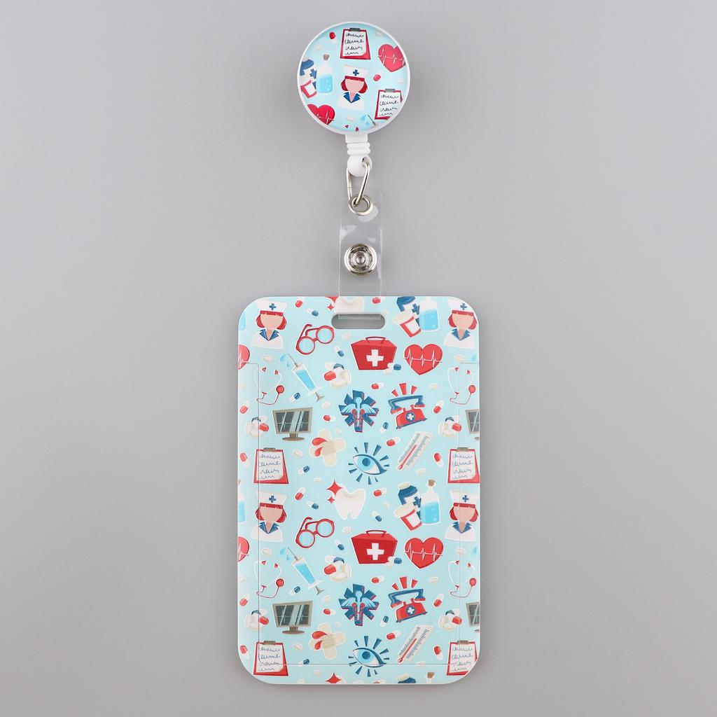 Grey's Anatomy Cartoon Retractable Badge Reel With Nurse ID Business Credit Card Work Card Pink Love Badge Holder Accessories