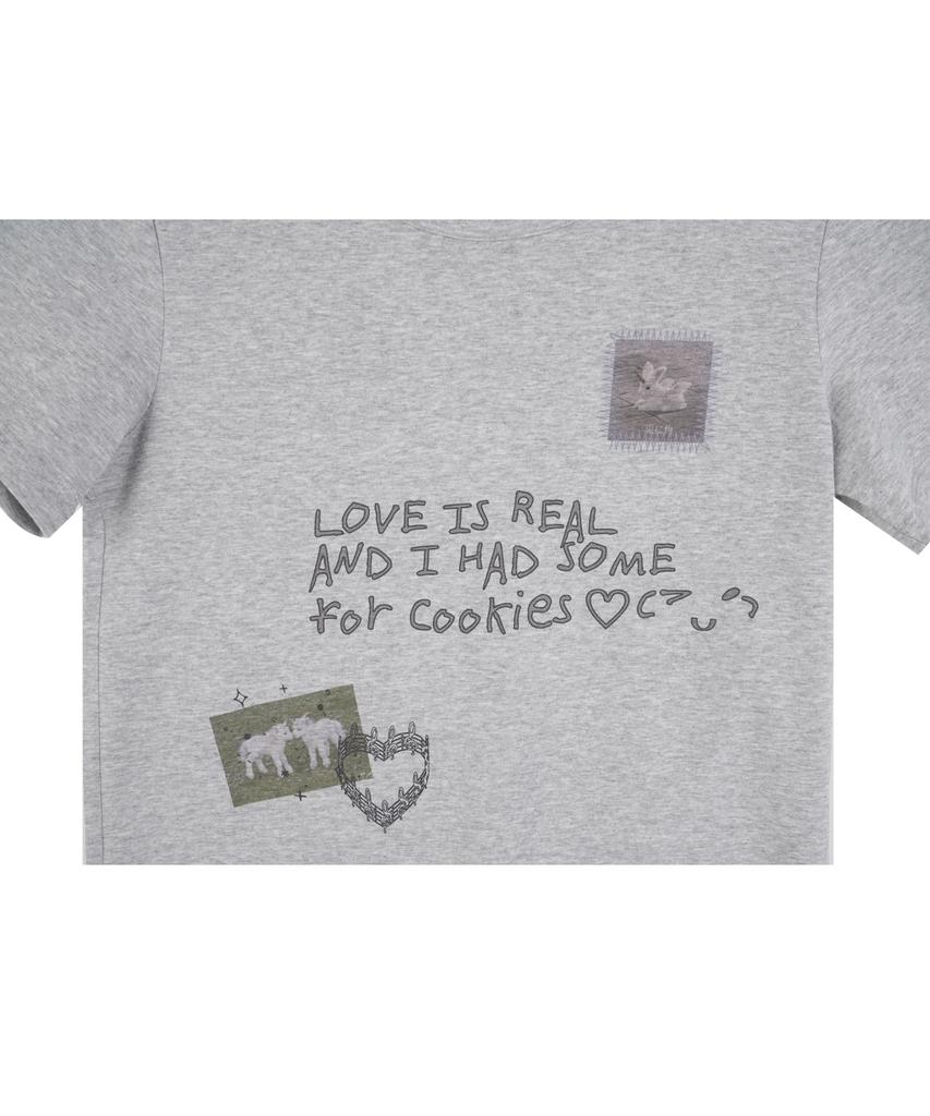 HIGH SCHOOL DISCO Love Is Real Graphic Short Sleeve_Melange Gray