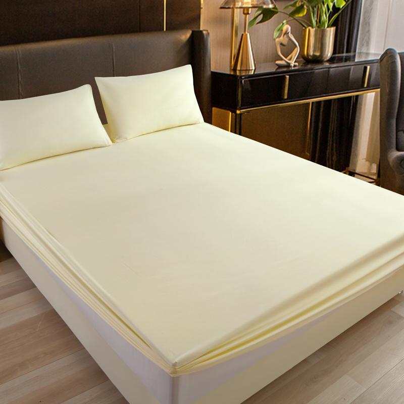 Cotton Fitted Sheet Soild Color with Elastic Band Non Slip Adjustable Mattress Cover for Double King Queen Bed 160x200 200x200cm