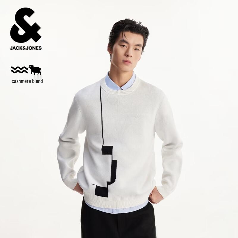 Jack & Jones Men s Jacquard Round Neck Knit Sweater L
