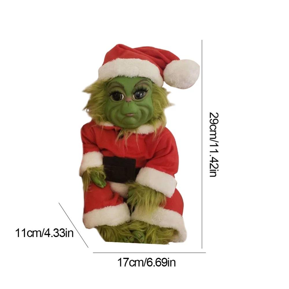 Christmas Grinch Baby Toys Silicone Grinch Doll Soft Christmas Plush Doll Green Hair Monster Plush Toy Children Doll Xmas Decor