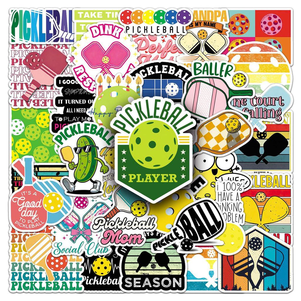 50-Piece Waterproof Pickleball Sticker Set: Sports-Themed Decorative Stickers for Journals and Luggage