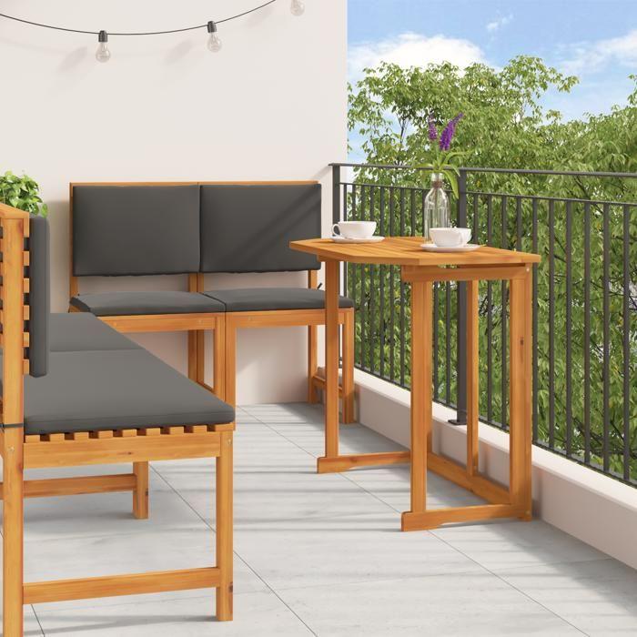 Ensemble de jardin 5 pièces vidaXL avec coussins en acacia massif 3329120