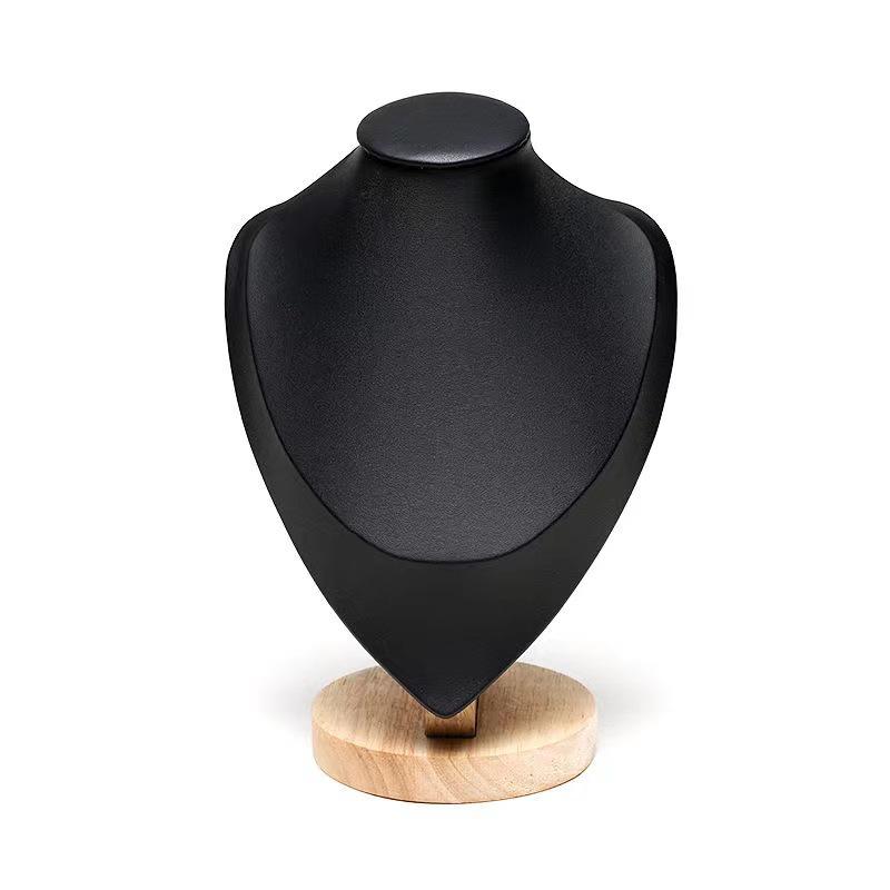 Solid Wood Velvet Jewelry Display Stand for Necklaces and Pendants