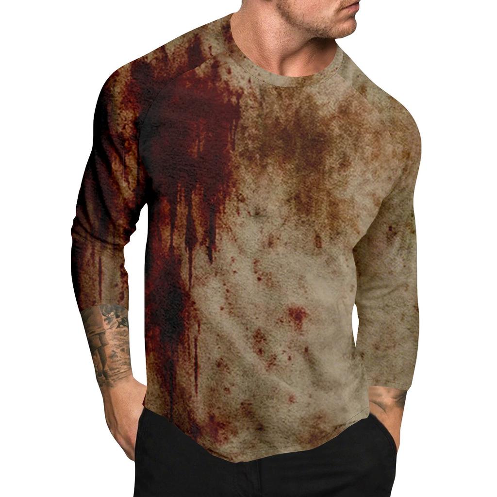 Halloween Print Raglan Sleeve Men's Long Sleeve Top