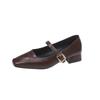 Retro square head temperament thick heel Mary Jane shoes women's 2025 new one-word buckle belt with skirt light mouth single shoes women's shoes