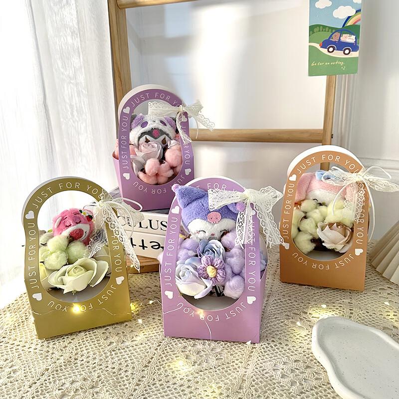 Creative Artificial Rose & Cartoon Plush Toy Bouquet Basket