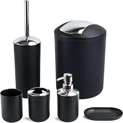 Bathroom Accessory Set,6 Piece Gift Set,Toothbrush Holder,Toothbrush Cup,Soap Dispenser,Soap Dish,Toilet Brush Holder,Trash Can