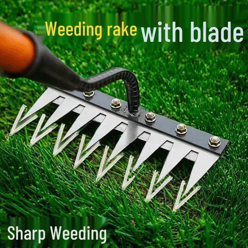Garden Soil Loosening & Weeding Rake with Blade Hoe