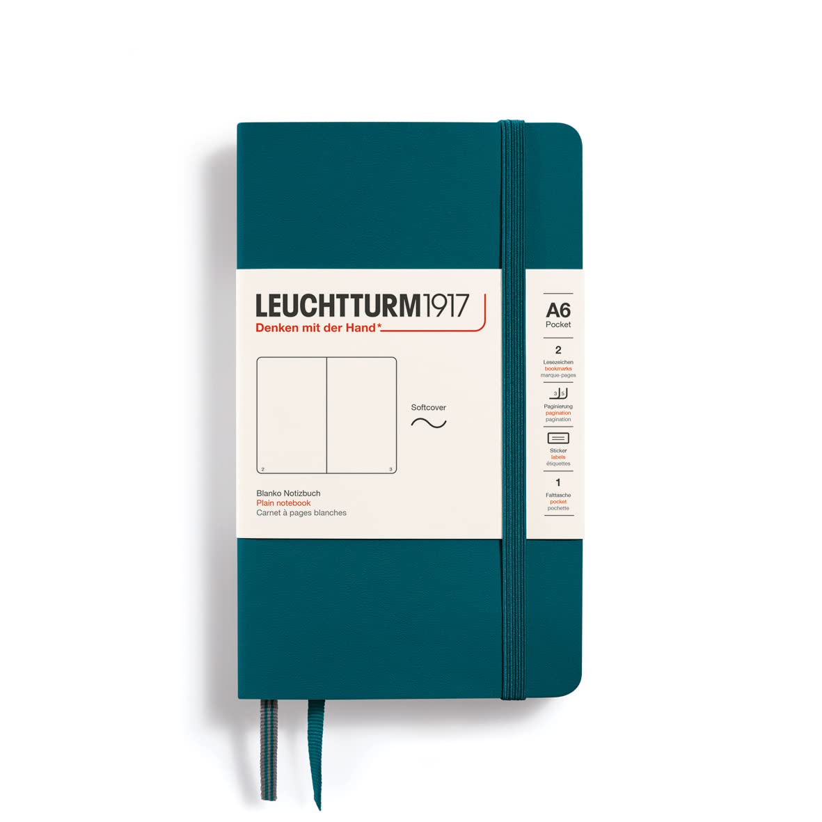 LEUCHTTURM1917 Блокнот A6 Без линовки Мягкая обложка Цвет: Тихоокеанский зеленый 362868