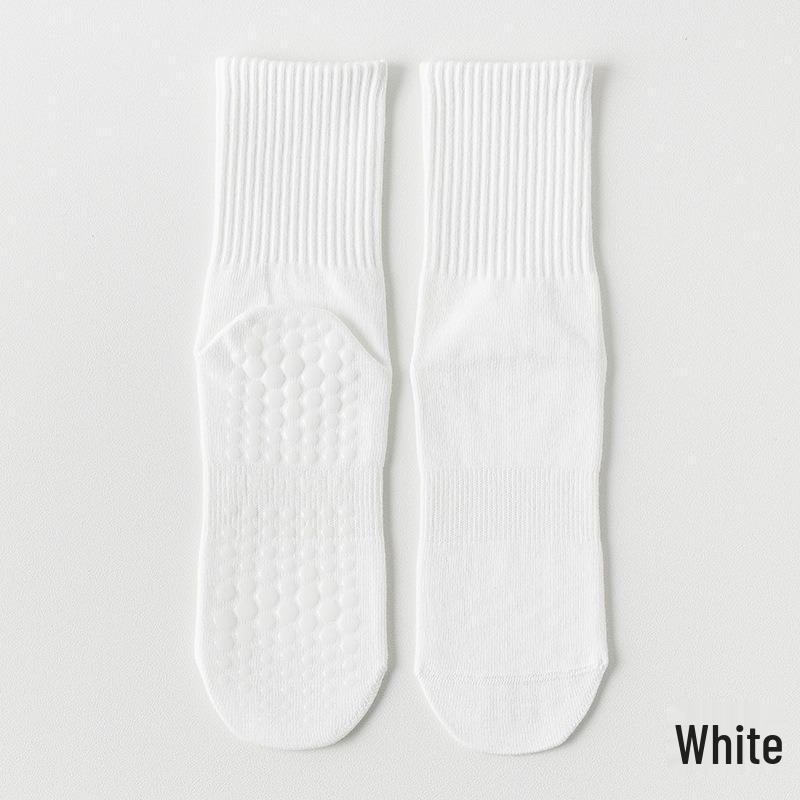 Women's Non-Slip Mid-Calf Yoga & Pilates Socks, 95% Cotton, Seamless, with Silicone Grip