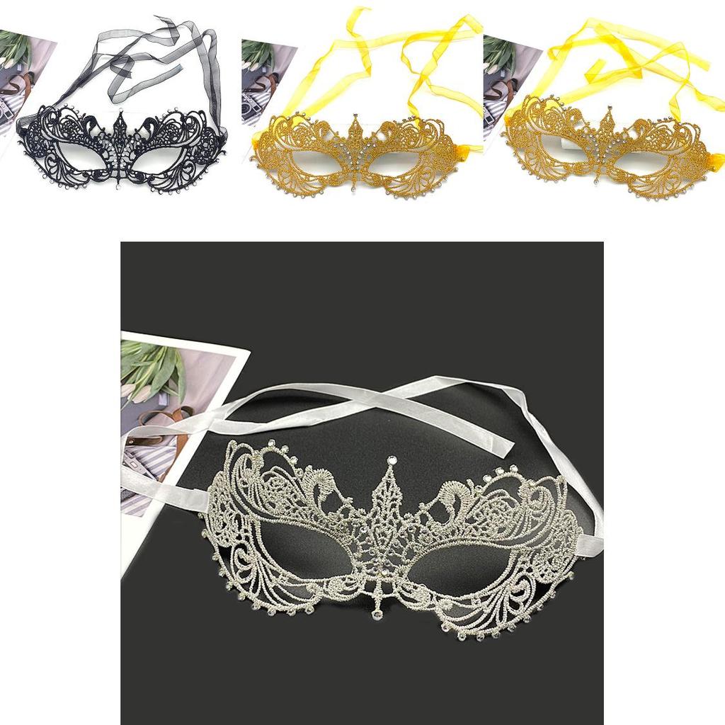 Adult Lace Face Mask With Sparkling Embellishments For Costume Parties Or Halloween