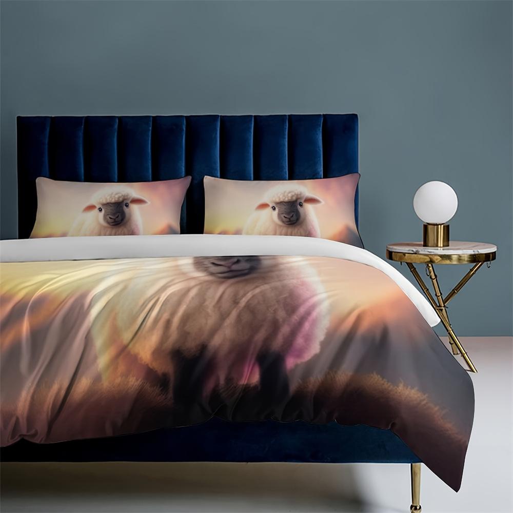 2/3pcs Little Sheep Bedding Set 3D Pattern Printing, Soft and Healthy Skin-friendly, Duvet Cover*1+Pillowcase*1/2, Without Core