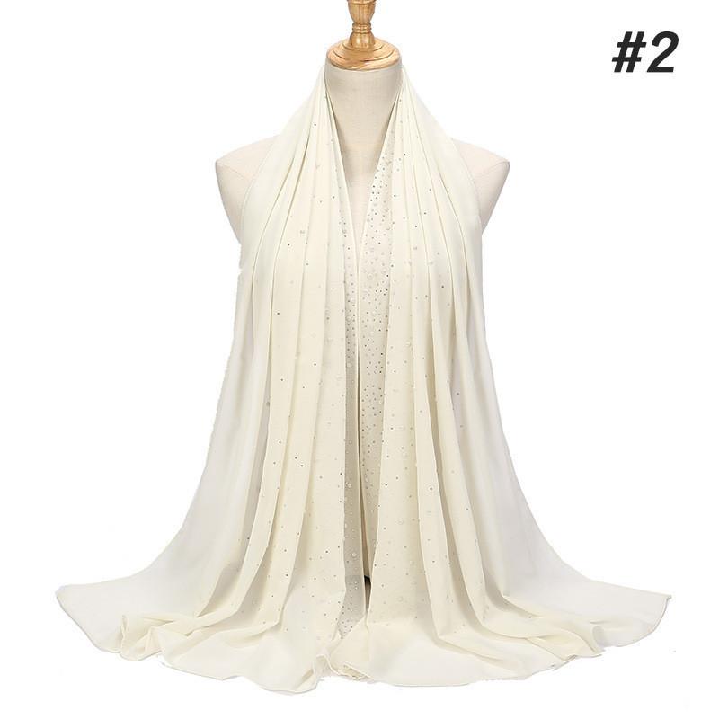 women plain bubble pearl chiffon scarf Head hijab wrap solid shawls headband foulard femme muslim hijabs stores