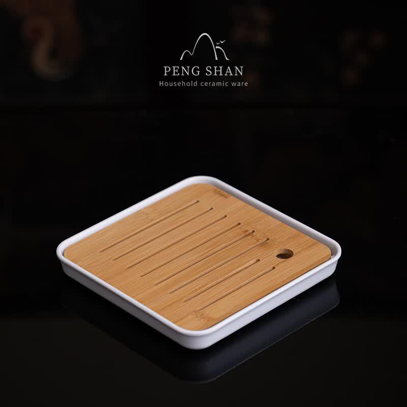 Square Bamboo Tea Tray with Water Storage