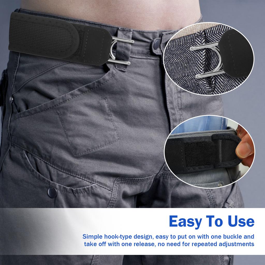 4 Piezas Gancho para Cinturón sin Hebilla Universal para Hombre Cinturón Elástico Ajustable Cómodo Portátil Gancho para Cinturón sin Hebilla para Trabajo Viaje