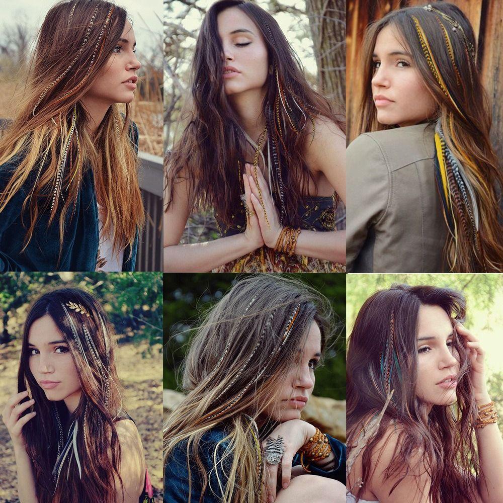 2Pcs Rainbow Long Straight Hairpiece Seamless Hanging Ear-dye Wig Feather Hair Extensions  Women