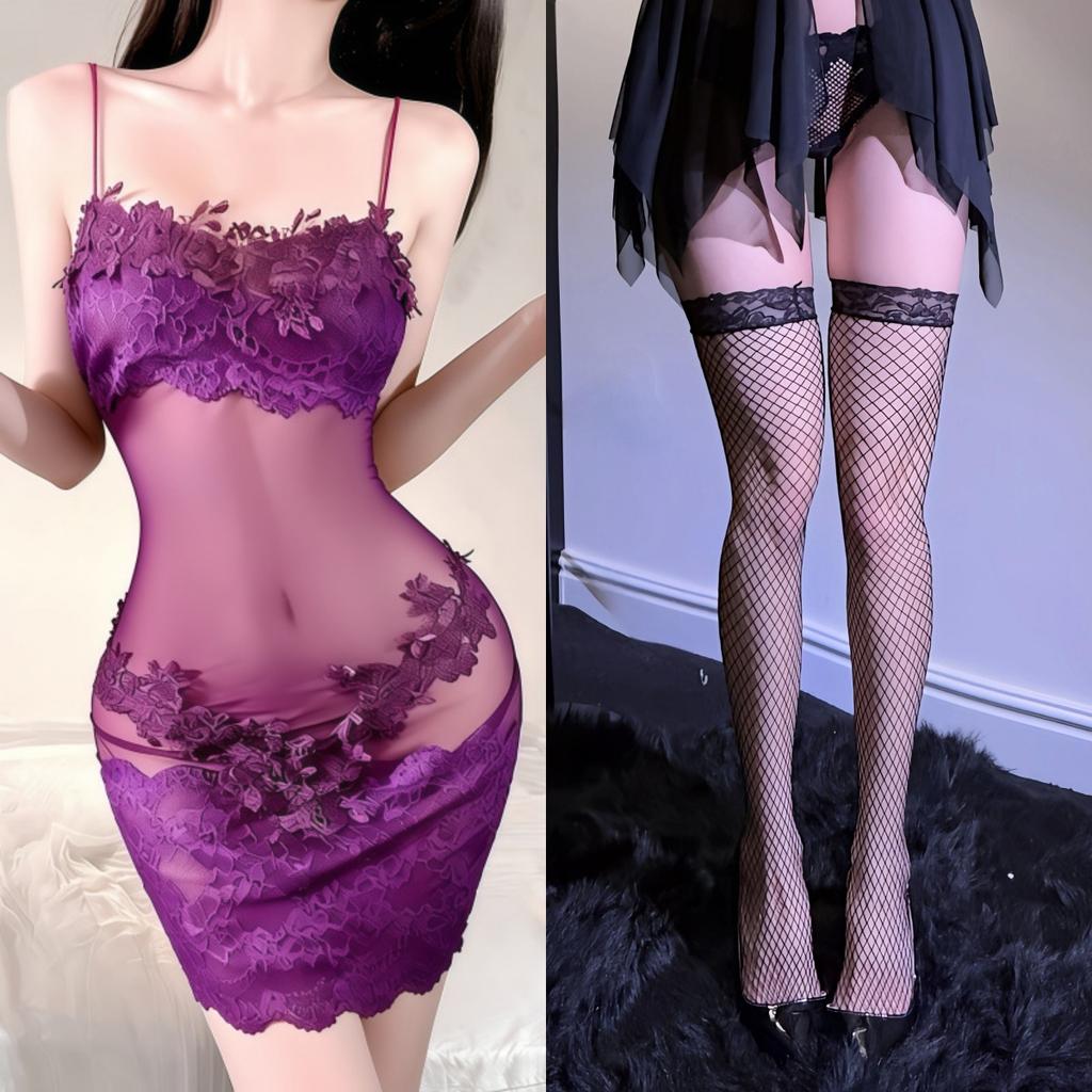 Sex underwear lace transparent sexy nightdress royal sister feeling mesh suspender pajamas women's pure desire wind embroidery summer