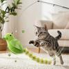 Self Play Cat Teaser with Wings Simulated Bird Toy Built-in Bell And Wing Plush Interactive Toys for Indoor Cats Long Tail Teaser Boredom