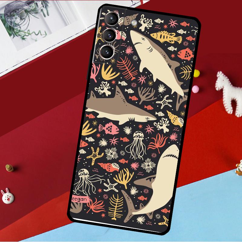 Ozean Hai Zahn Fisch Hülle Für Samsung Galaxy S26 S25 S23 S22 S20 S24 Ultra S9 S10 Plus S21 FE S25 FE Handyhülle