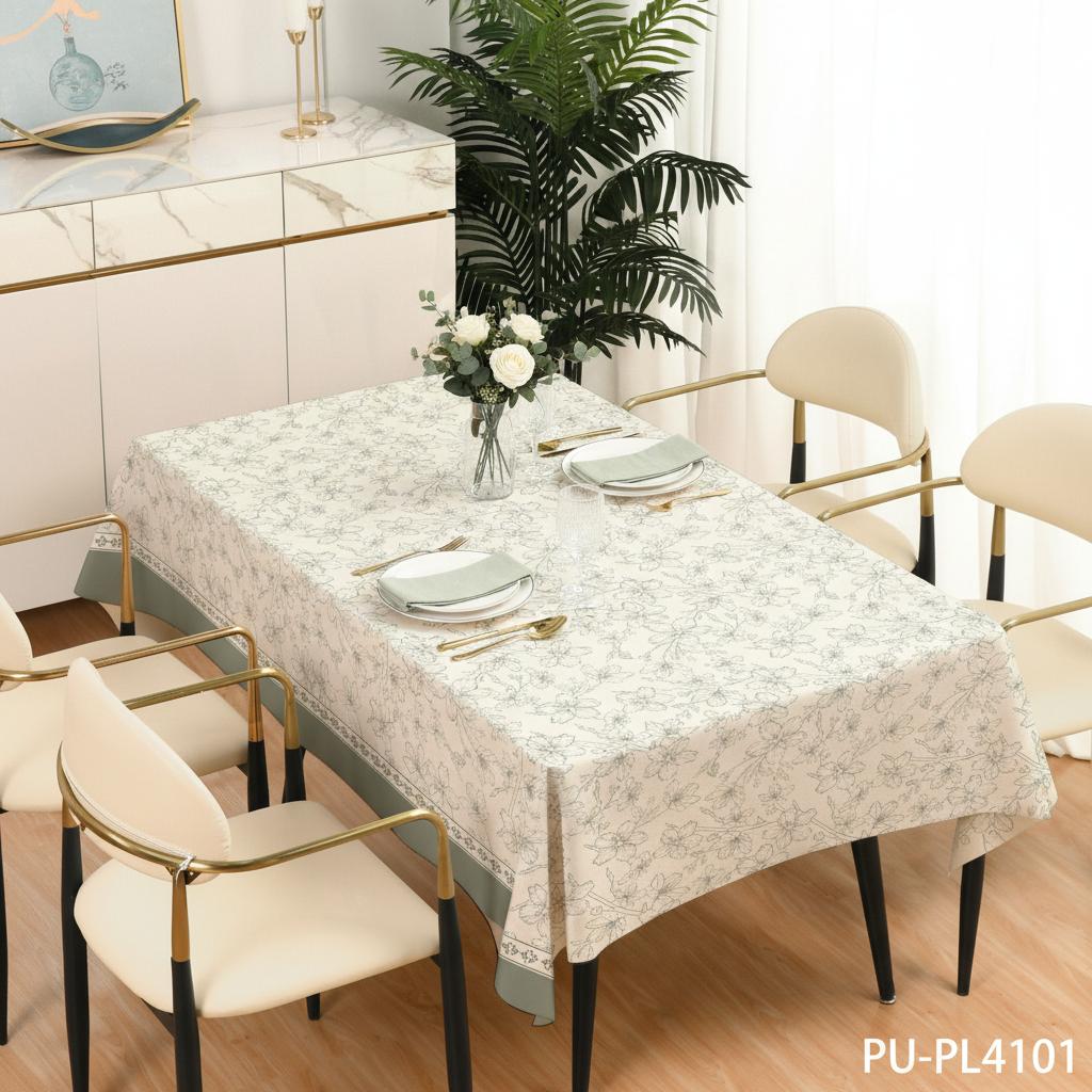 Rectangular PU Tablecloth Waterproof Oil-Resistant Non-Slip Silk Texture For Home Dining Table
